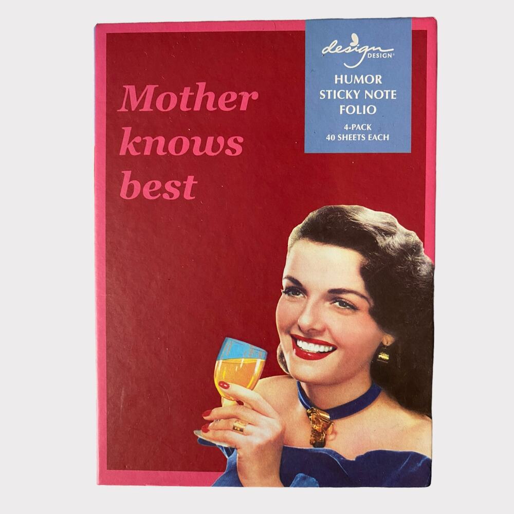 Design Design Humor Sticky Note Folio 4 Pack Mother Knows Best